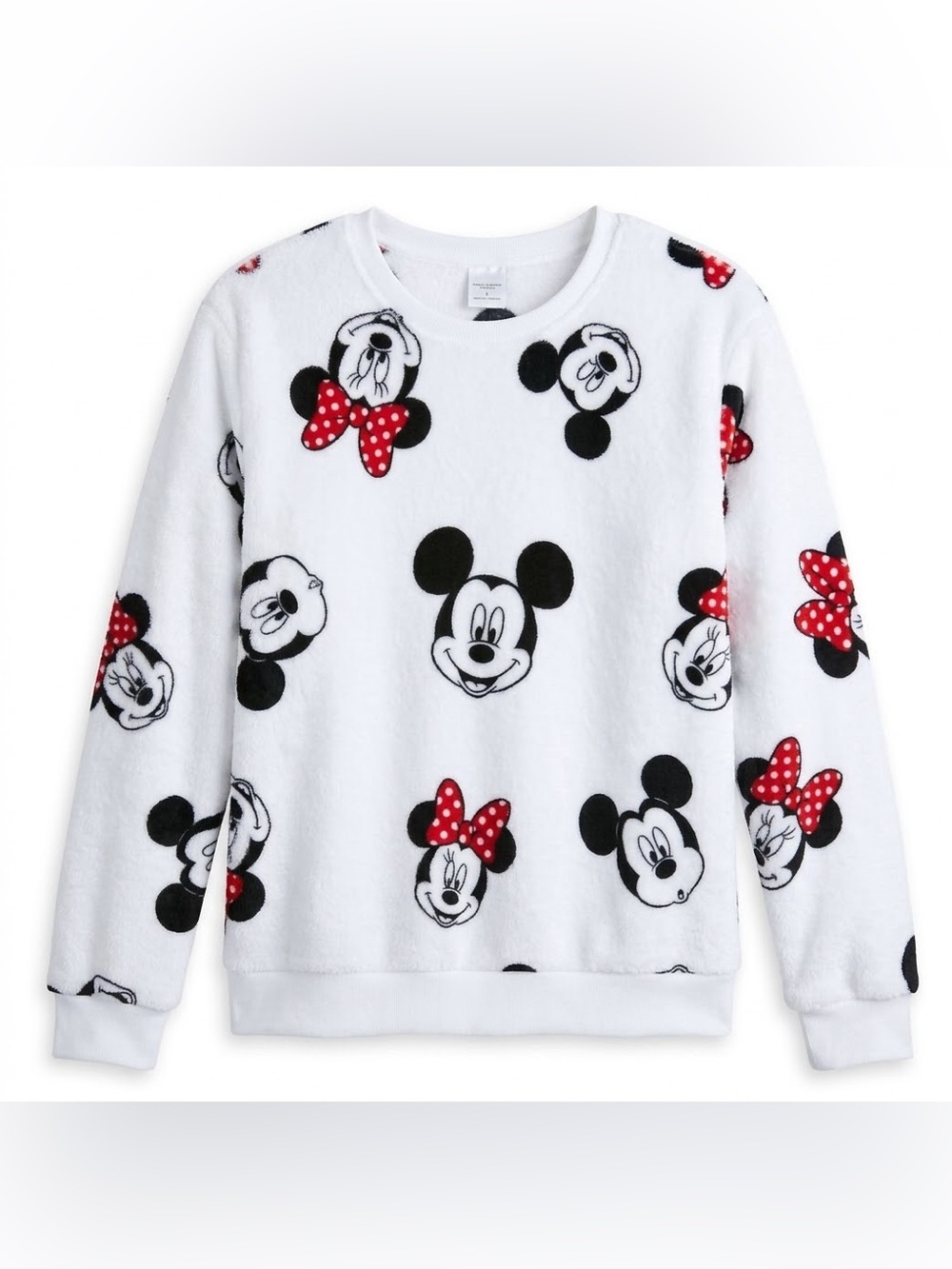 Macy’s Disney White Mickey & Minnie Fleece Pullover Crewneck